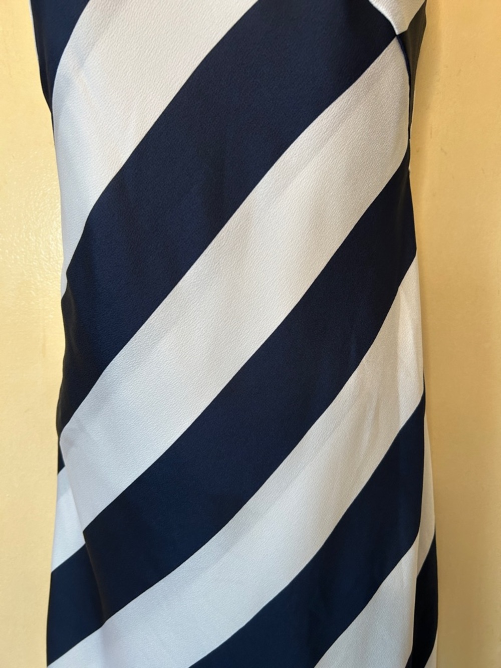 Banana Republic Navy and White Diagonal Stripe Slip Dress with Faux Wrap size 0 - Picture 4 of 11